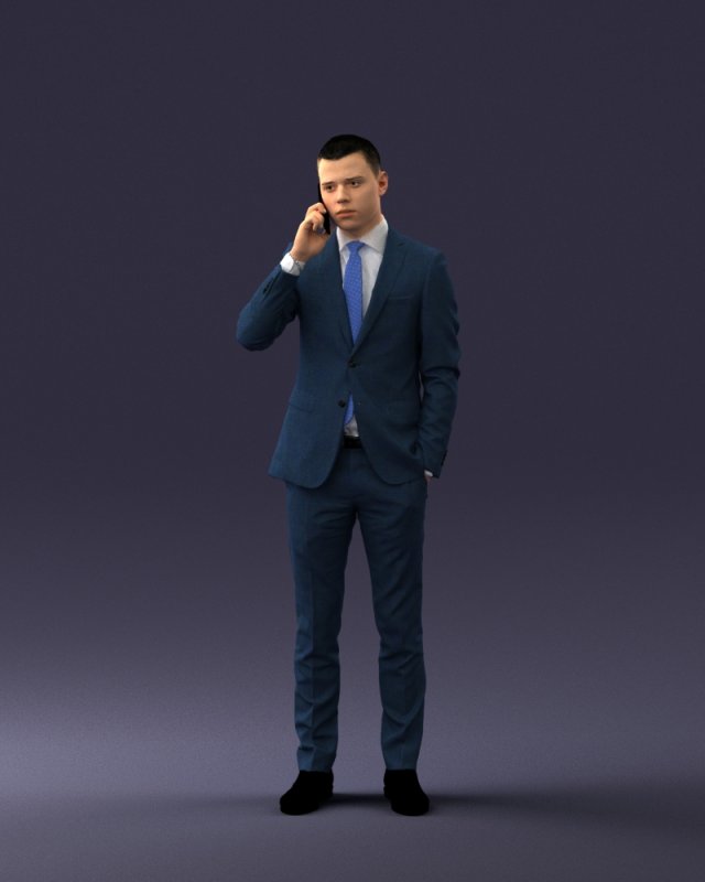 000182 Young Businessman on Phone 0911 3dp 3D Print Model .c4d .max .obj .3ds .fbx .stl .blend