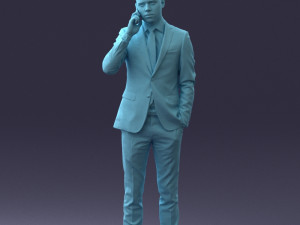 000182 Young Businessman on Phone 0911 3dp 3D Print Model