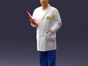 000187 Лікар у лабораторному халаті з папкою 1004 3D Модель