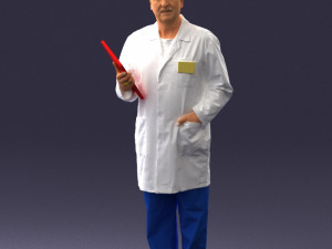 000187 Doctor in Lab Coat with Folder 1004 3D 모델