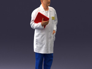 000187 Doctor in Lab Coat with Folder 1004 3D 모델