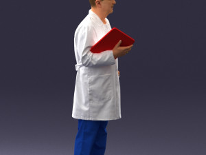 000187 Doctor in Lab Coat with Folder 1004 3D 모델
