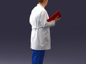 000187 Doctor in Lab Coat with Folder 1004 3D 모델