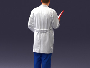 000187 Doctor in Lab Coat with Folder 1004 3D 모델