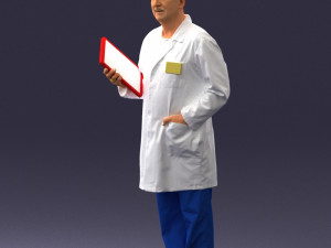 000187 Doctor in Lab Coat with Folder 1004 3D 모델
