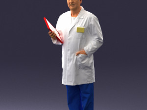 000187 Doctor in Lab Coat with Folder 1004 3D 모델