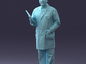 000187 Doctor in Lab Coat with Folder 1004 3D 모델
