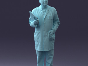 000187 Doctor in Lab Coat with Folder 1004 3D 모델