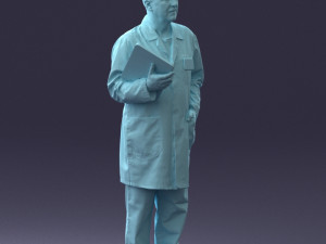 000187 Doctor in Lab Coat with Folder 1004 3D 모델