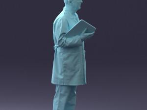 000187 Doctor in Lab Coat with Folder 1004 3D 모델