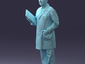 000187 Doctor in Lab Coat with Folder 1004 3D 모델