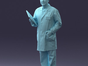 000187 Doctor in Lab Coat with Folder 1004 3D 모델