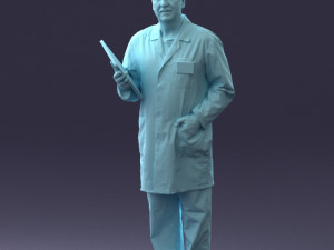 000187 Doctor in Lab Coat with Folder 1004 3D 모델