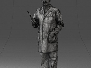 000187 Doctor in Lab Coat with Folder 1004 3D 모델