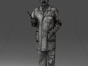 000187 Doctor in Lab Coat with Folder 1004 3D 모델