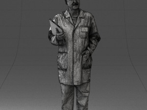 000187 Doctor in Lab Coat with Folder 1004 3D 모델