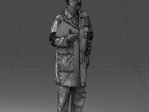 000187 Doctor in Lab Coat with Folder 1004 3D 모델