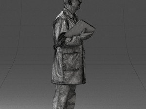 000187 Doctor in Lab Coat with Folder 1004 3D 모델