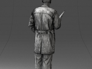 000187 Doctor in Lab Coat with Folder 1004 3D 모델