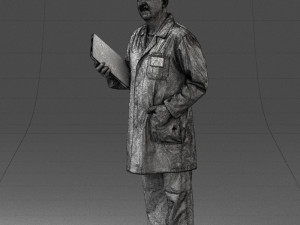 000187 Doctor in Lab Coat with Folder 1004 3D 모델