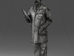 000187 Doctor in Lab Coat with Folder 1004 3D 모델