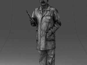 000187 Doctor in Lab Coat with Folder 1004 3D 모델