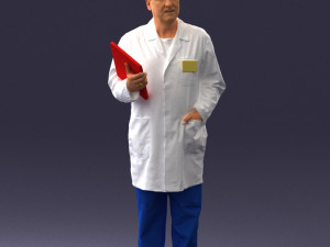 000187 Doctor in Lab Coat with Folder 1004 3dp Modello di stampa 3D