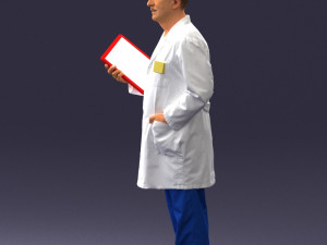 000187 Doctor in Lab Coat with Folder 1004 3dp Modello di stampa 3D