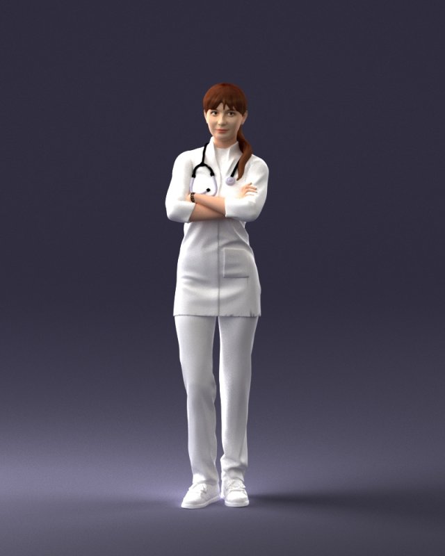 000188 Doctor in Medical Uniform with Stethoscope 1008 Modelo 3D .c4d .max .obj .3ds .fbx .stl .blend