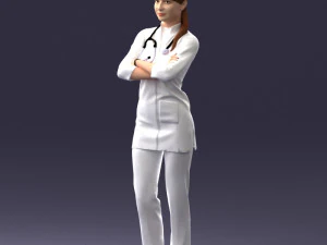 000188 Doctor in Medical Uniform with Stethoscope 1008 3D Model