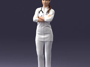 000188 Doctor in Medical Uniform with Stethoscope 1008 3D Model