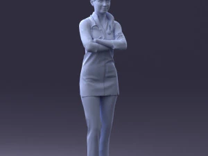 000188 Doctor in Medical Uniform with Stethoscope 1008 3D Model