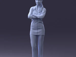 000188 Doctor in Medical Uniform with Stethoscope 1008 3D Model