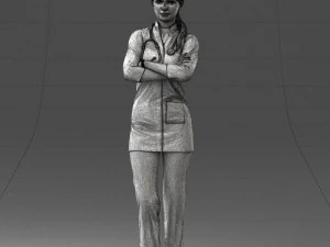000188 Doctor in Medical Uniform with Stethoscope 1008 3D Model