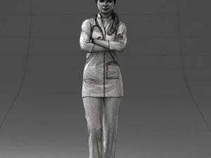 000188 Doctor in Medical Uniform with Stethoscope 1008 3D Model