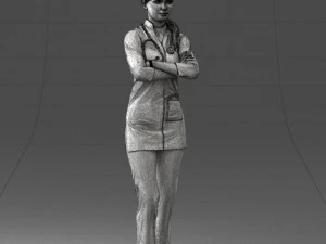 000188 Doctor in Medical Uniform with Stethoscope 1008 3D Model