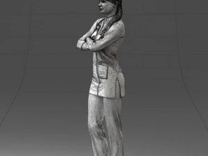 000188 Doctor in Medical Uniform with Stethoscope 1008 3D Model