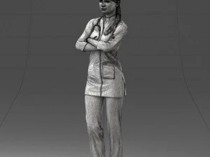 000188 Doctor in Medical Uniform with Stethoscope 1008 3D Model
