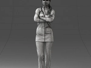 000188 Doctor in Medical Uniform with Stethoscope 1008 3dp 3D Print Model