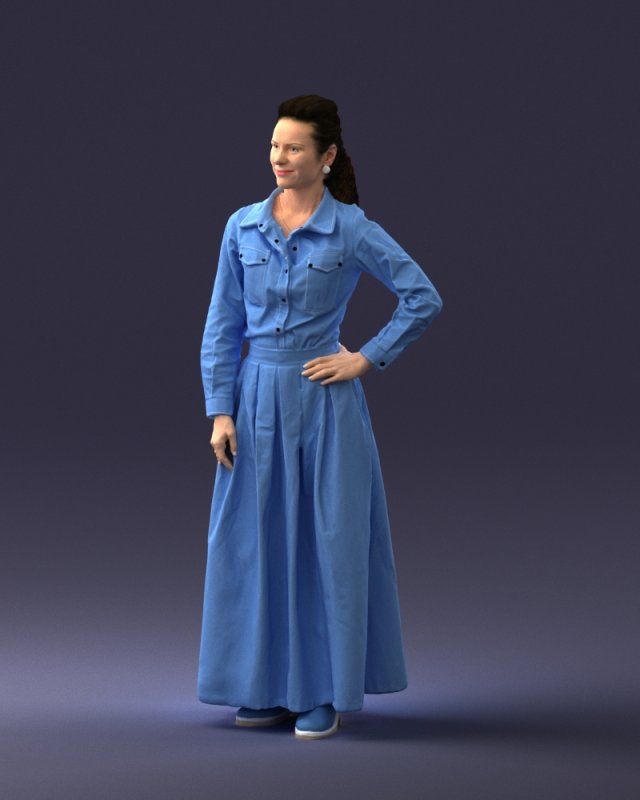 woman in blue dress 1009 3D Model .c4d .max .obj .3ds .fbx .stl .blend 