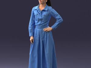 woman in blue dress 1009 3D Model