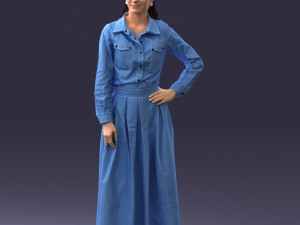 woman in blue dress 1009 3D Model