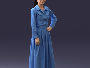 woman in blue dress 1009 3D Model