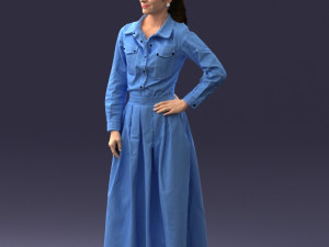 woman in blue dress 1009 3D Model