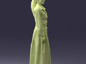 000189 Woman in Retro Long Blue Dress 1009 3D Model