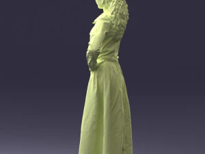 000189 Woman in Retro Long Blue Dress 1009 3D Model