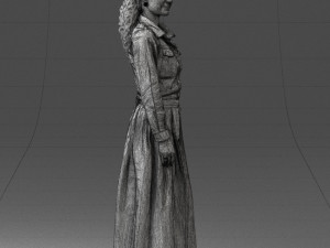 000189 Woman in Retro Long Blue Dress 1009 3dp Modelo de Impressão 3D