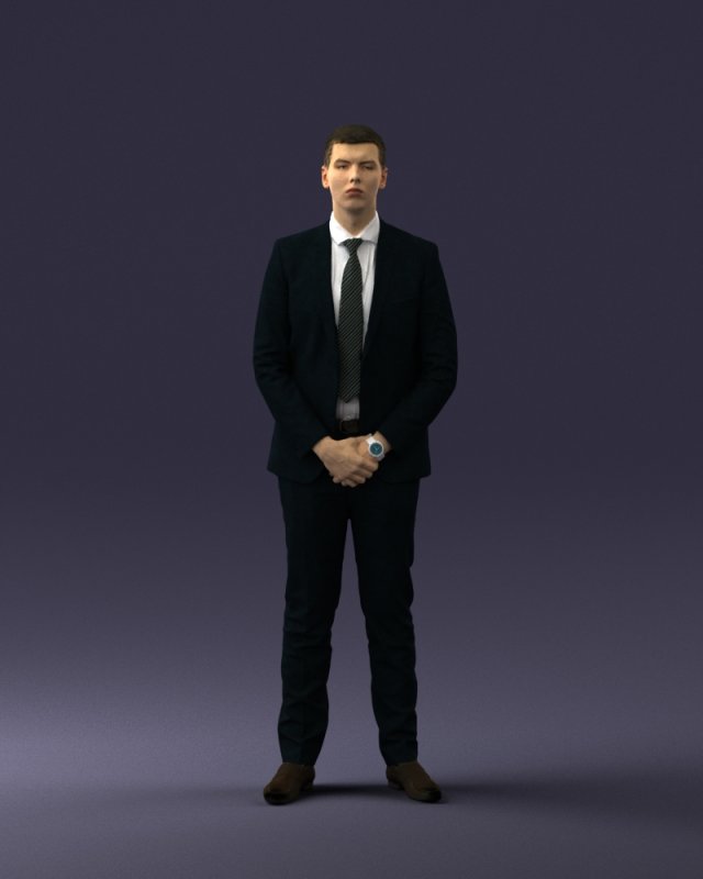 000192 Businessman in Formal Suit Standing Pose 3Dモデル .c4d .max .obj .3ds .fbx .stl .blend 