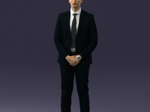 000192 Businessman in Formal Suit Standing Pose 3Dモデル
