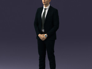 000192 Businessman in Formal Suit Standing Pose 3Dモデル
